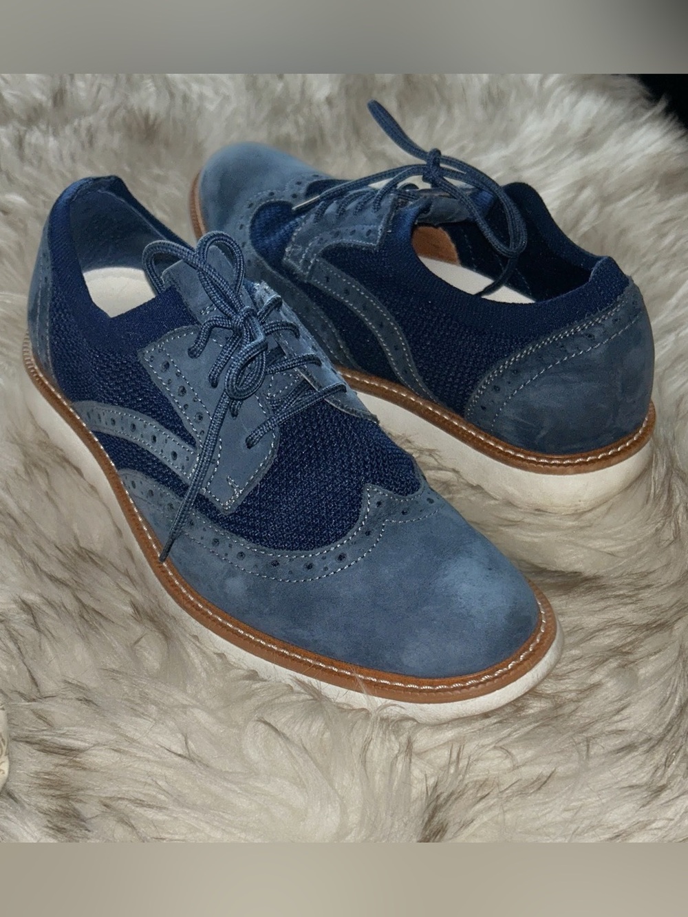 9.5 Mens Wingtip Casual Oxfords Leather Mesh Similar Zero Grand EUC